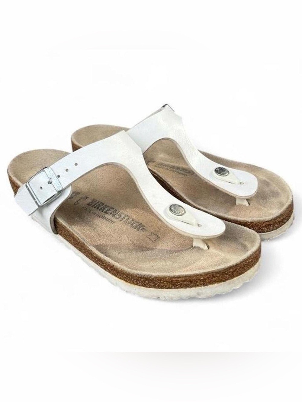 Birkenstock Gizeh White Birko-Flor Thong Sandals EU 37 Women's 6 Regular